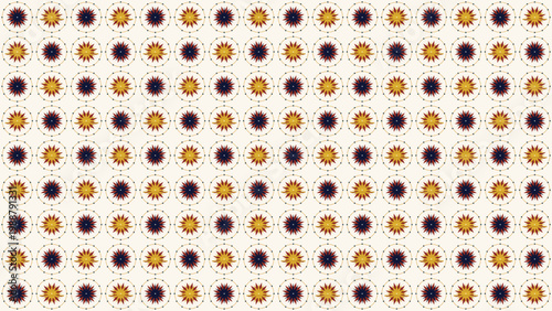 Seamless compass star medallion pattern background with circular vintage motifs, elegant repeating retro design for wallpaper, textile, wrapping paper and decor art print