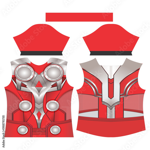 Futuristic Red Armor Sports Jersey Design Template for Sublimation Printing