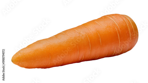 Cuadro en lienzo Bright orange raw carrot with visible texture lines, isolated on transparent bac