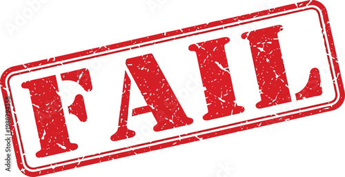 Red fail rubber stamp, grunge failed mark icon, distressed rejected text vector sign