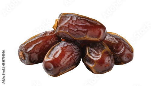 Bild auf Leinwand Pile of shiny brown dates with wrinkled texture, isolated on transparent backgro