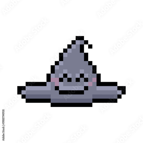 Cute magic hat in pixel art style