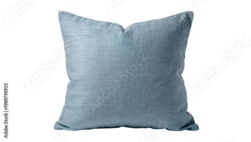 Obraz na plátně Soft blue textured throw pillow comfortable home decor accent, isolated on trans