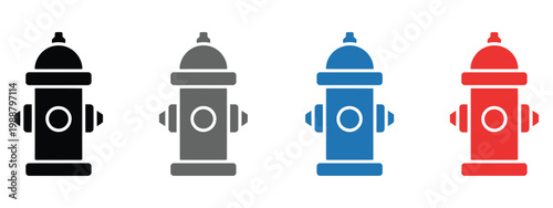 Fire Hydrant Icons Emergency Water Safety Protection Equipment Firefighting System Vector Illustration Design Isolated Background