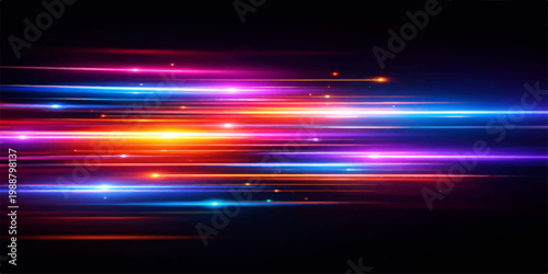 Dynamic and Vibrant Light Streaks creating an immersive visual experience. Illustrating the motion and energy with lines of brilliant colors.
