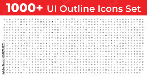 Mega Set of 1000 outline icons - maid, microbiology, bulb. editable vector for web and mobile ui. Multipurpose collection