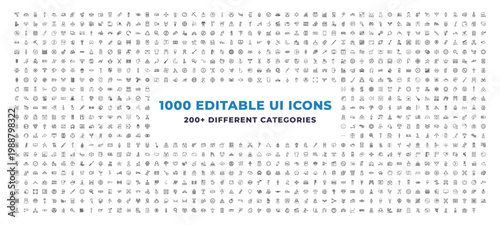 Mega Set of 1000 outline icons - port and starboard, picture in frame, color scheme. editable vector for web and mobile ui. Multipurpose collection