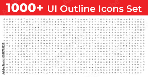 Mega Set of 1000 outline icons - brooming, hawthorn leaf, battery. editable vector for web and mobile ui. Multipurpose collection