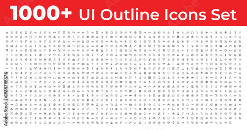 Mega Set of 1000 outline icons - milestone, vishnu, cash box. editable vector for web and mobile ui. Multipurpose collection
