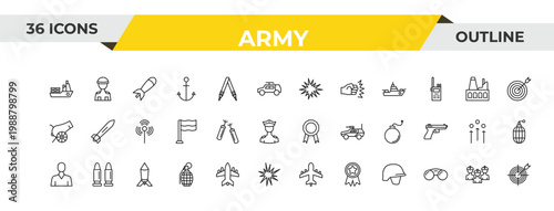 outline army icons set - bomb detonation, dinamite, depth charge. editable vector for web and mobile ui