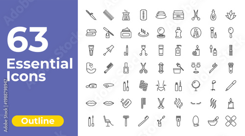 outline beauty collection. thin icons set - big razor blade, blush, one candle. editable vector for web and mobile ui