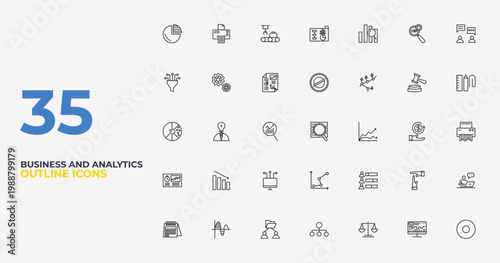 outline business and analytics icons set - stellar, user stats, dot. editable vector for web and mobile ui
