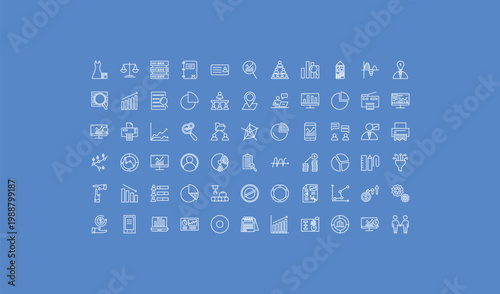 outline business and analytics icons set - hierarchy, 3d location graph, gadget. editable vector for web and mobile ui