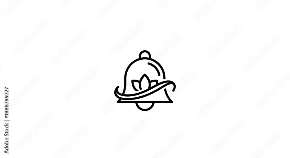Fototapeta premium Elegant Bell Icon with Floral Swirls - Notification Symbol