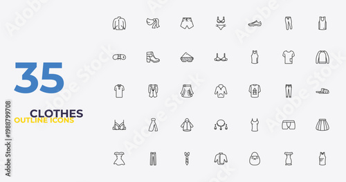 outline clothes icons set - bra, tanktop, sleeveless shirt. editable vector for web and mobile ui