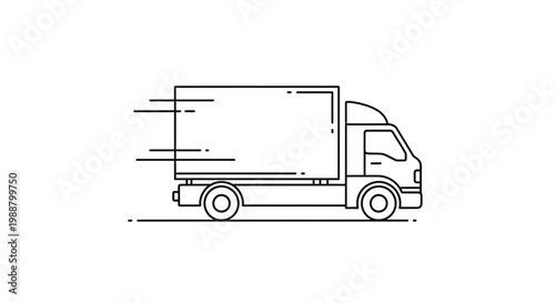 Fast Delivery Truck Icon, Express Shipping and Logistics Concept, Speed Lines