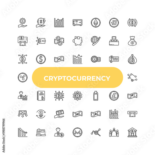 outline cryptocurrency icons set - blockchain, ledger, . editable vector for web and mobile ui