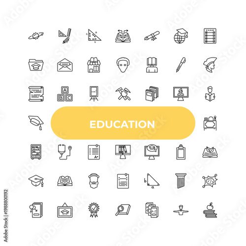outline education icons set - papyrus, cardiology tool, right triangle. editable vector for web and mobile ui
