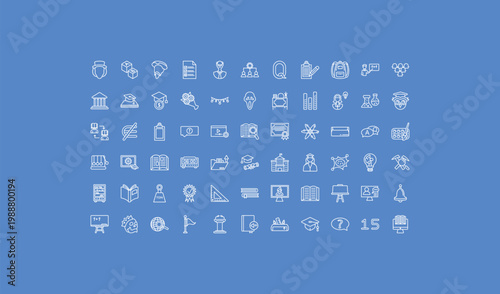 outline education icons set - letter, scream, yorick. editable vector for web and mobile ui