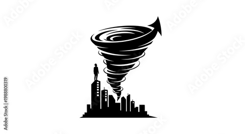 Tornado destroying a cityscape with buildings.