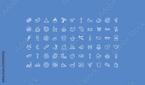 outline food icons set - cup of wine, hot chilli pepper, dandan noodles. editable vector for web and mobile ui