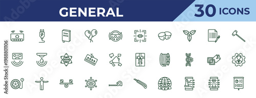 outline general icons set - trackability, active sensor, inflate tire. editable vector for web and mobile ui