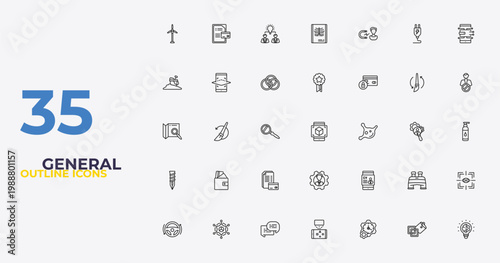 outline general icons set - winning, hr software, business intelligence. editable vector for web and mobile ui
