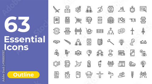 outline general icons set - brand engagement, distance learning, realization. editable vector for web and mobile ui