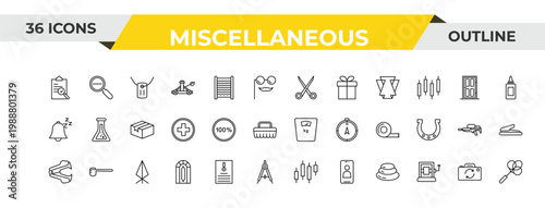 outline miscellaneous icons set - scissor, 100 percent, rune. editable vector for web and mobile ui