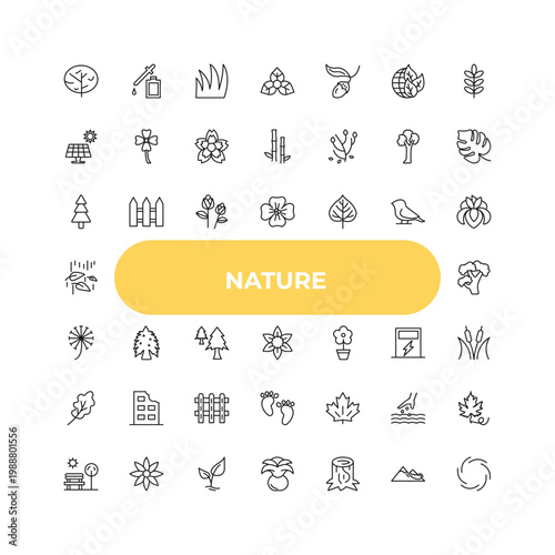 outline nature icons set - spruce, eastern hemlock tree, red maple tree. editable vector for web and mobile ui