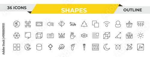 outline shapes icons set - non recyclable, royalty, cylinder volumetric. editable vector for web and mobile ui