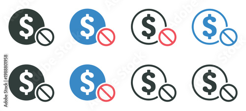 Free of Charge Icons Zero Cost Labels Price Free Offer Discount Promotion Vector Illustration Set Isolated Background