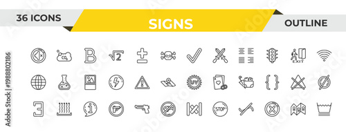 outline signs icons set - check point, exclamation mark, info. editable vector for web and mobile ui