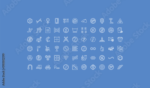 outline signs icons set - cap, washing, no ironing. editable vector for web and mobile ui