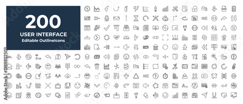 outline user interface icons set - battery loaded, image with mountains, big and small drops. editable vector for web and mobile ui