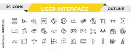 outline user interface icons set - loop arrow, up arrow with scribble, three arrows. editable vector for web and mobile ui