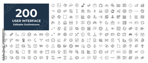 outline user interface icons set - comparision table, forward, at. editable vector for web and mobile ui