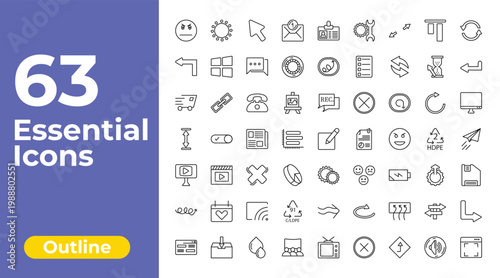 outline user interface icons set - new email envelope, scribble right arrow, down right arrow. editable vector for web and mobile ui