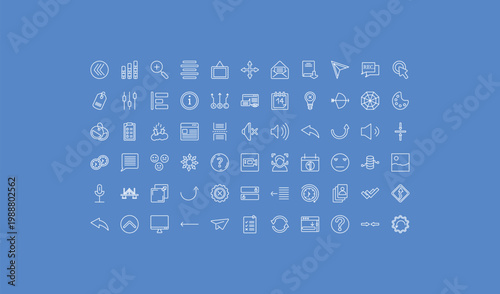 outline user interface icons set - open letter read email, data viewer, top button. editable vector for web and mobile ui