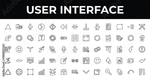 outline user interface icons set - high volume, house value, increasing. editable vector for web and mobile ui
