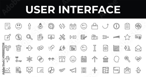 outline user interface icons set - update arrow, rectangular certificate, stream. editable vector for web and mobile ui