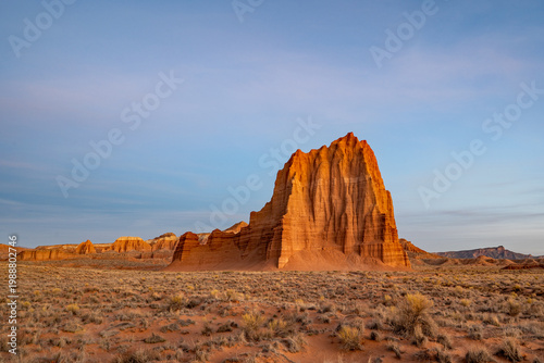 Temple of the Moon in Cathedral Valley in Capitol Reef National Park, Utah in soft morning twilight.