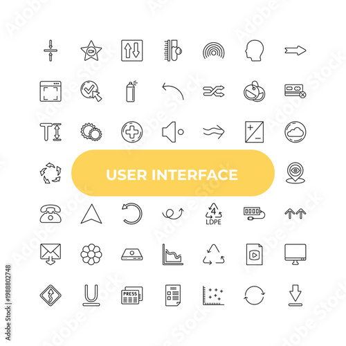 outline user interface icons set - text height, navigation arrow, recycable. editable vector for web and mobile ui