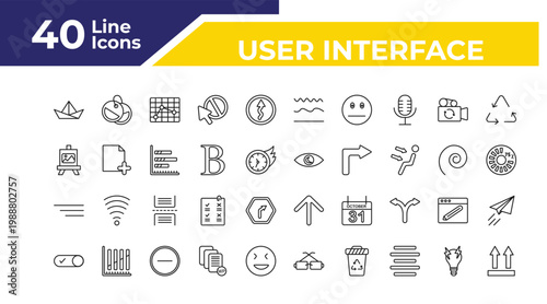 outline user interface icons set - artboard, side menu, activated. editable vector for web and mobile ui