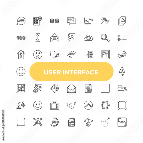 outline user interface icons set - house value, person explaining data, top button. editable vector for web and mobile ui