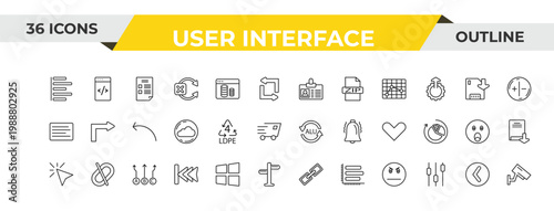 outline user interface icons set - personal credentials, 4 ldpe, abc item chart. editable vector for web and mobile ui