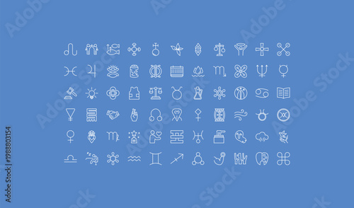 outline zodiac icons set - divinity, year, lethargy. editable vector for web and mobile ui