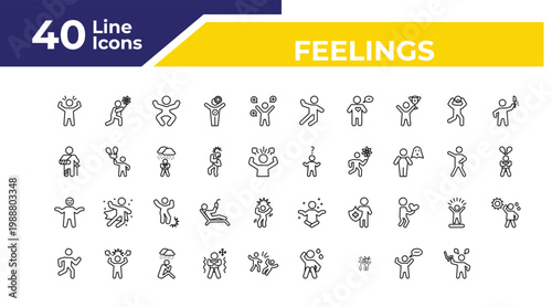 outline feelings icons set - awful human, heartbroken human, hot human. editable vector for web and mobile ui