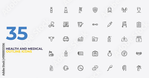 outline health and medical icons set - dumbbell, rings, breast pump. editable vector for web and mobile ui