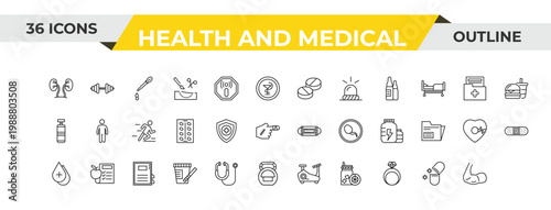 outline health and medical icons set - pills, poisonous, nutrition. editable vector for web and mobile ui